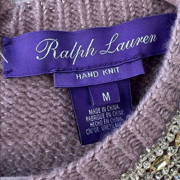 Ralph Lauren Purple Label Mauve Sweater with Embellished Collar - Picture 4 of 6